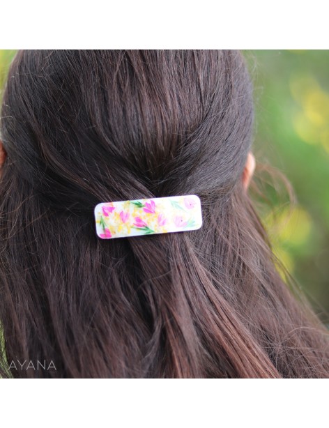 Barrette en resine fleurs stabilisees BAYA Barrette en resine fleurs stabilisees BAYA
