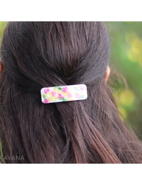 Barrette en resine fleurs stabilisees BAYA
