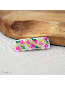 Barrette en resine fleurs stabilisees BAYA