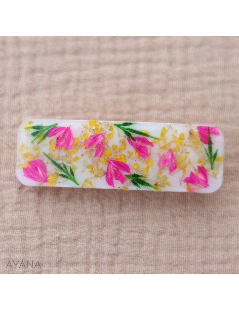 Barrette en resine fleurs stabilisees BAYA Barrette en resine fleurs stabilisees BAYA