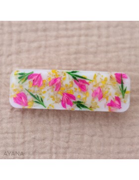 Barrette en resine fleurs stabilisees BAYA