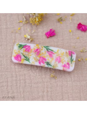 Barrette en resine fleurs stabilisees BAYA