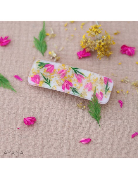 Barrette en resine fleurs stabilisees BAYA Barrette en resine fleurs stabilisees BAYA