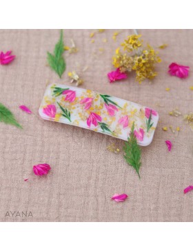 Barrette en resine fleurs stabilisees BAYA