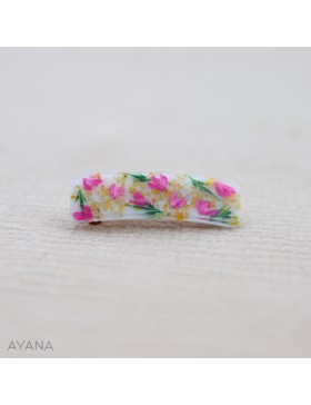 Barrette en resine fleurs stabilisees BAYA