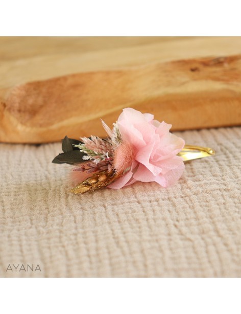 Barrette clic clac en fleurs stabilisees CHARLENE