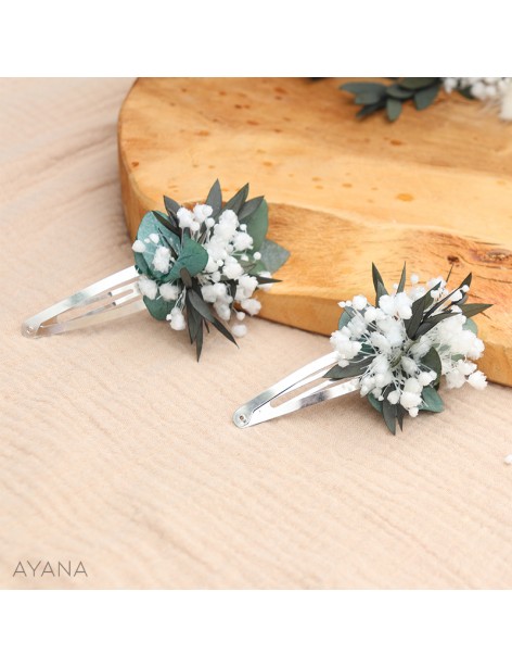 Barrette clic clac fleurs stabilisees LISON