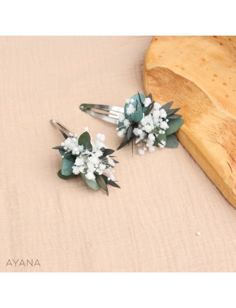 Barrette clic clac fleurs stabilisees LISON