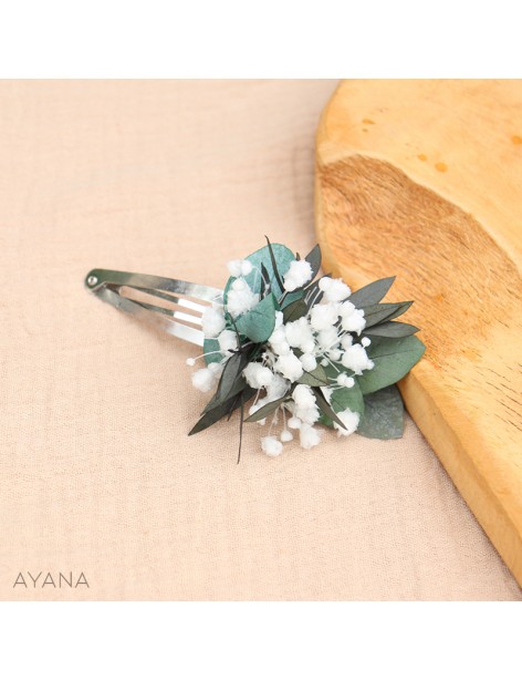 Barrette clic clac fleurs stabilisees LISON