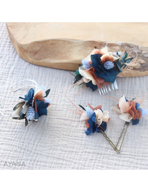 dried flowers hair comb