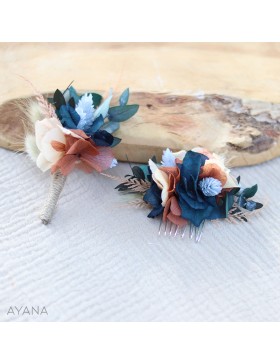 dried flowers hair comb