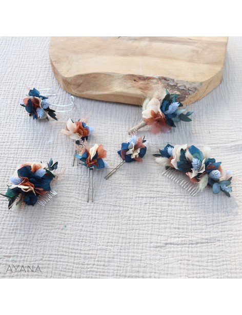 dried flowers hair comb