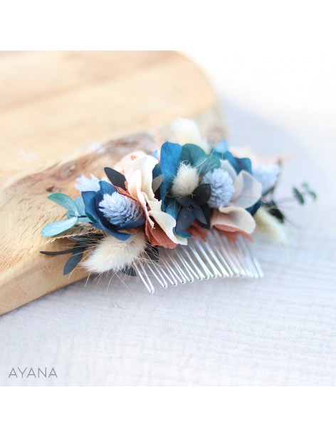 dried flowers hair comb