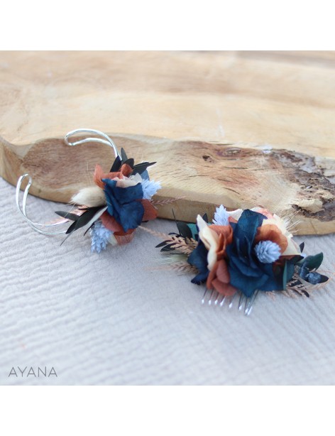 dried flowers hair comb