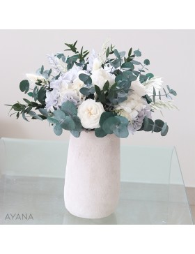 Bouquet en fleurs éternelles bleu et blanc