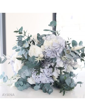 Bouquet en fleurs stabilisées bleu et blanc