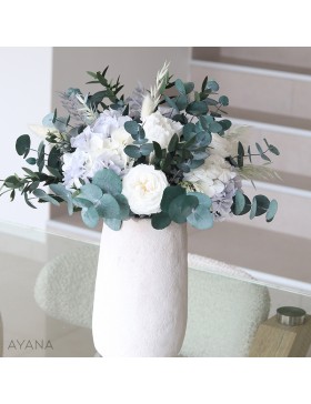 Bouquet en fleurs éternelles bleu et blanc