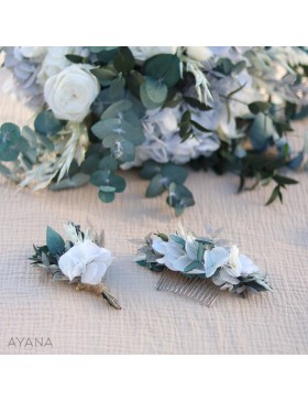 pastel blue flower comb