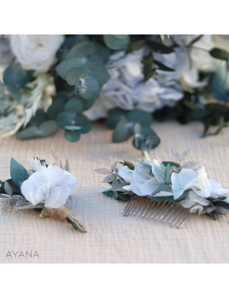 pastel blue flower comb