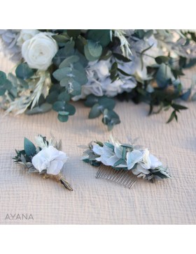 pastel blue flower comb