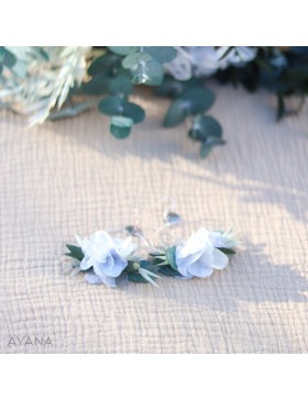 Boucles d'oreilles en fleurs stabilisées bleu et blanc