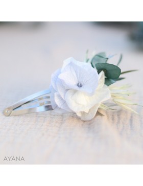 preserved flowers hairclip blue and white