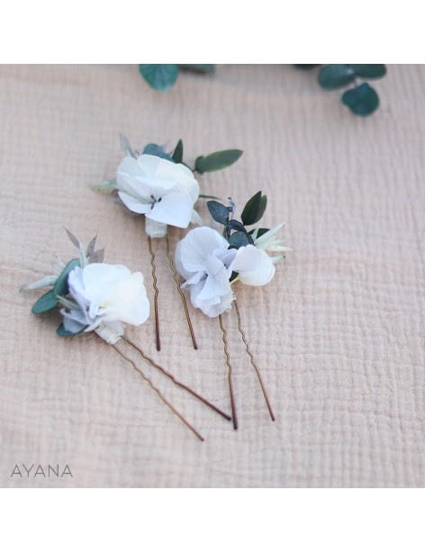 Preserved flowers hair pins