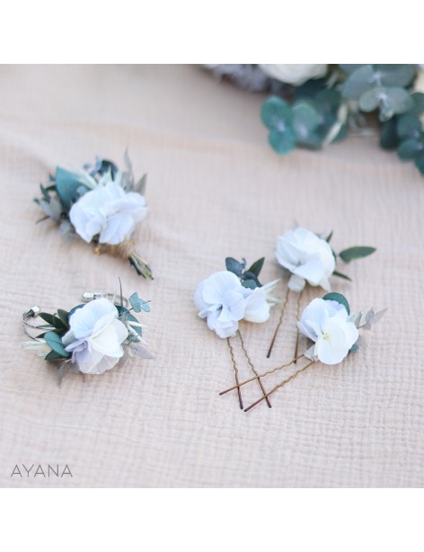 Preserved flowers hair pins