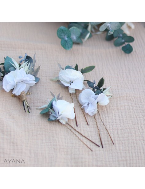 Preserved flowers hair pins