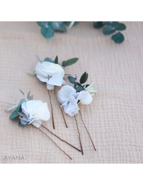 Preserved flowers hair pins