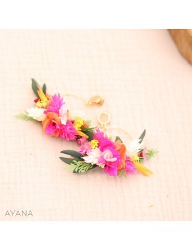 orange and fuschia preserved flowers earrings