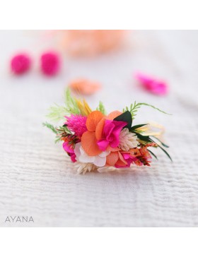 orange and fuschia preserved flowers bracelet
