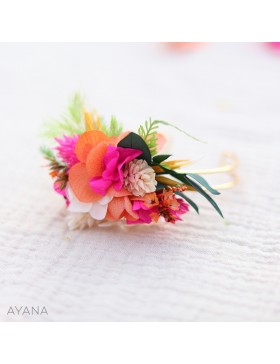 orange and fuschia preserved flowers bracelet