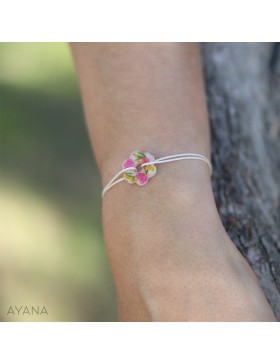 Bracelet en résine avec fleurs oranges et fuschia