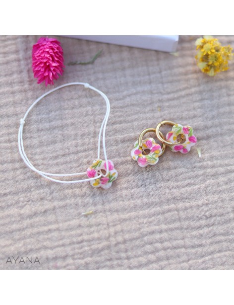 fuschia and yellow resin earrings