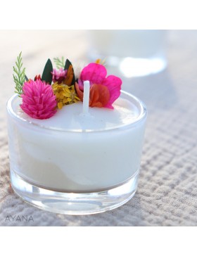 Dried Flower Candle in orange and fuschia