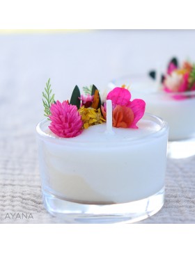 Dried Flower Candle in orange and fuschia