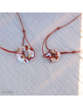 resin bracelet with terracotta and peach flowers