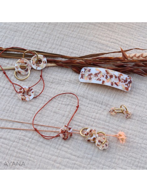 resin bracelet with terracotta and peach flowers