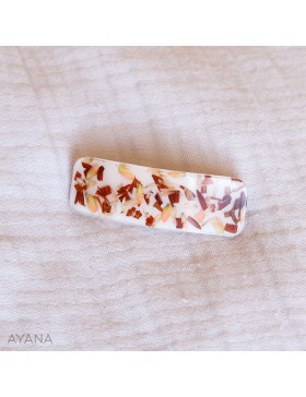 Barrette en résine avec fleurs terracotta et peche