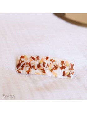 resin hair clip with terracotta and peach flowers