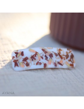 Barrette en résine avec fleurs terracotta et peche
