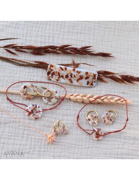 resin hair clip with terracotta and peach flowers