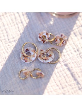 resin earrings with flowers terracotta and peach