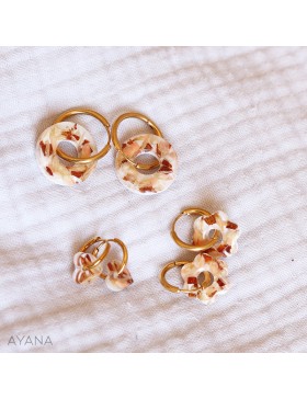 boucles d'oreilles en résine fleurs terracotta et peche