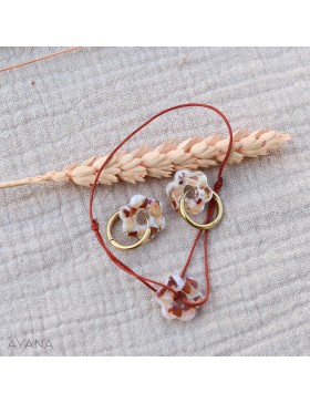 resin earrings with flowers terracotta and peach