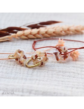 resin earrings with flowers terracotta and peach