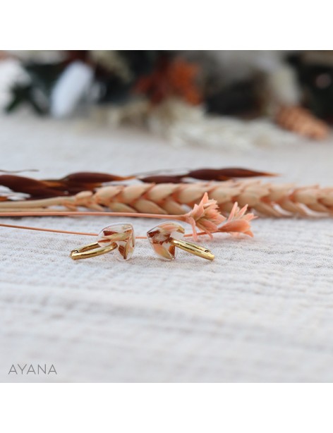 resin earrings with flowers terracotta and peach