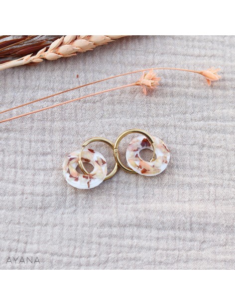 resin earrings with flowers terracotta and peach
