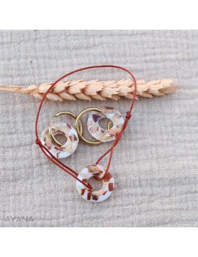 boucles d'oreilles en résine fleurs terracotta et peche